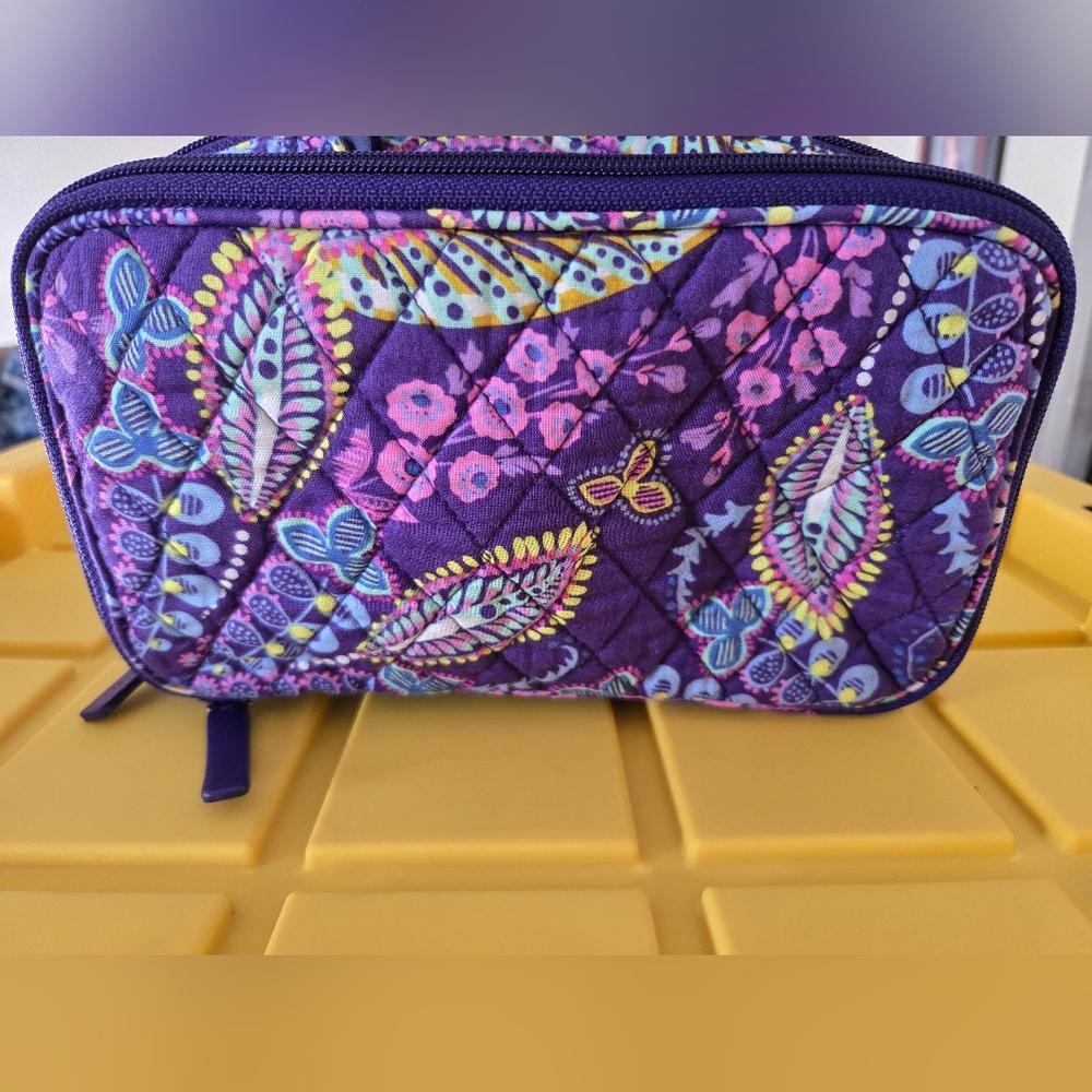 Vera Bradley Quilted Floral Cosmetic Bag - Purple and Pink‎